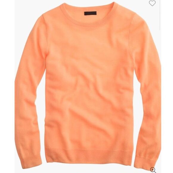 J. Crew Peachy Orange 100% Cashmere Classic Crewneck Sweater Size L - Picture 2 of 10